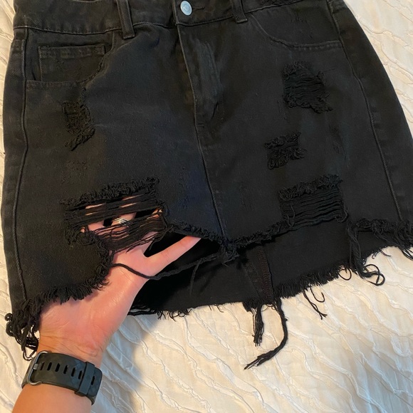 Ripped Black Jean Skirt! - Picture 2 of 7